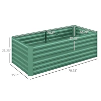 Outsunny Large Galvanized Raised Garden Bed Kit, 6'x3'x2', with Reinforcing Bars, Metal Planter Box for Vegetables, Flowers, Herbs, Light Green(m-2)