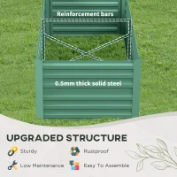 Outsunny Large Galvanized Raised Garden Bed Kit, 6'x3'x2', with Reinforcing Bars, Metal Planter Box for Vegetables, Flowers, Herbs, Light Green(m-4)