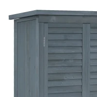 Outsunny Outdoor Garden Shed, Wooden Tool Storage Shed, 3-Tier Shelves, Asphalt Roof, Shutter Doors, 34.3" x 18.3" x 63", Grey(m-10)