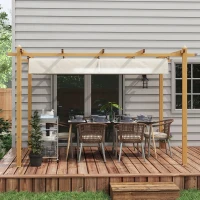 Outsunny 10' x 13' Retractable Pergola Canopy, Aluminum Pergola Sun Shade Shelter for Garden, Patio, Backyard, Deck, Cream(m-8)