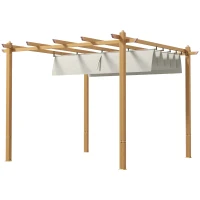 Outsunny 10' x 10' Retractable Pergola Canopy, Aluminum Pergola Sun Shade Shelter for Garden, Patio, Backyard, Deck, Cream(m-1)