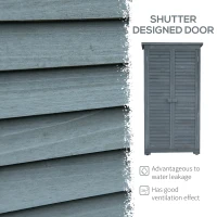 Outsunny Outdoor Garden Shed, Wooden Tool Storage Shed, 3-Tier Shelves, Asphalt Roof, Shutter Doors, 34.3" x 18.3" x 63", Grey(m-4)