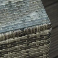 Outsunny Patio Rattan Lounge Set, Wheeled Wicker Chaise Lounge Chair and Table with Tempered Glass Top, Mixed Grey(m-10)