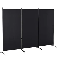 HOMCOM 6' 3 Panel Room Divider, Double Hinged Folding Wall Divider, Indoor Privacy Screen for Home Office, Black(m-2)