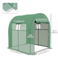 Outsunny Tunnel Greenhouse Walk-in Green House with UV-resistant PE Cover, Doors and Mesh Windows, 6' x 6' x 6.6', Green(m-3)