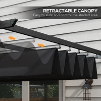 Outsunny 10' x 13' Retractable Pergola Canopy, Aluminum Pergola Sun Shade Shelter for Garden, Patio, Backyard, Deck, Gray(m-4)