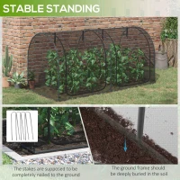 Outsunny 8' x 4' Crop Cage, Garden Plant Protector, with 2 Zippered Doors and 6 Ground Stakes, for Garden, Yard, Lawn, Black(m-7)