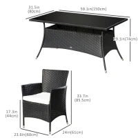Outsunny Garden Dining Set with Cushions(m-3)