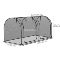 Outsunny 8' x 4' Crop Cage, Garden Plant Protector, with 2 Zippered Doors and 6 Ground Stakes, for Garden, Yard, Lawn, Black(m-3)