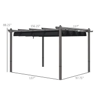 Outsunny 10' x 13' Retractable Pergola Canopy, Aluminum Pergola Sun Shade Shelter for Garden, Patio, Backyard, Deck, Gray(m-3)