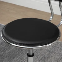 HOMCOM Faux Leather Salon Stool, Height Adjustable Rolling Stool with Footrest Ring, Back and Wheels for Beauty, Tattoo, Black(m-9)