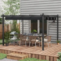 Outsunny 10' x 13' Retractable Pergola Canopy, Aluminum Pergola Sun Shade Shelter for Garden, Patio, Backyard, Deck, Gray(m-2)