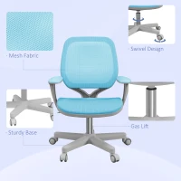 Vinsetto Office Chair, Small Computer Desk Chair with Mesh Back, Swivel Castors, Arm, Light Blue(m-7)