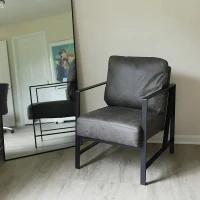 HOMCOM Industrial Accent Chairs with Cushioned Seat and Back, Gray(m-12)