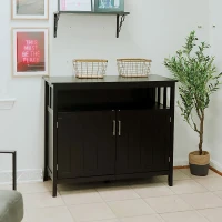 HOMCOM Sideboard Buffet Cabinet, Coffee Bar Cabinet with 2 Doors and Adjustable Shelves, Console Table for Kitchen Entryway Living Room, Black(m-12)