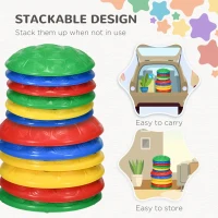 Outsunny 12 PCs Balance Stepping Stones for Kids with Anti-slip Mat, Turtle Shell Design, for Ages 3-8 Years, Stackable(m-6)