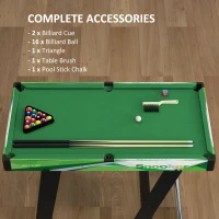 Soozier 41" Mini Pool Table Set Folding Billiard Table with 2 Cues, 16 Balls, Chalk, Triangle, Brush, Green(m-5)