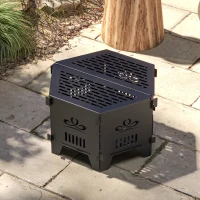 Outsunny 2-In-1 Portable Plug Fire Pit Table 20" Hexagon Firepit with Carrying Bag for Patio, Camping, Picnic, Bonfire(m-10)