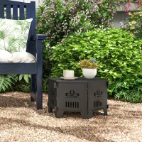 Outsunny 2-In-1 Portable Plug Fire Pit Table 20" Hexagon Firepit with Carrying Bag for Patio, Camping, Picnic, Bonfire(m-9)
