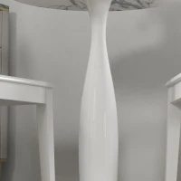 HOMCOM Round Dining Table, Modern Dining Room Table with Faux Marbled Top, Steel Base, Space Saving Small Kitchen Table, White(m-9)