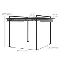Outsunny 10' x 10' Retractable Pergola, Garden Gazebo Shade Shelter, for Grill, Patio, Deck, Dark Grey(m-3)