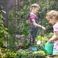 Outsunny 2 Pack Outdoor Metal Garden Trellis, Birds and Leaves Grid Panels for Roses, Vine Flower, Cucumber, Clematis, 39" Tall(m-1)