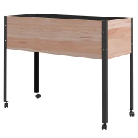 Outsunny Wooden Elevated Planter Box, Raised Garden Bed with Wheels, Metal Legs, Drainage Holes and Bed Liner(m-2)