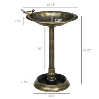 Outsunny 28" Vintage-Style Bird Bath with Pedestal & Planter Base, Decorative Bronze Birdbath & Feeder, Garden & Yard Statue(m-2)