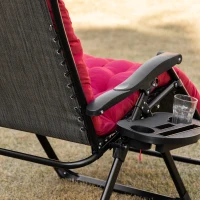 Outsunny Padded Zero Gravity Chair, Folding Recliner Chair with Cup Holder Cushion, Red(m-8)
