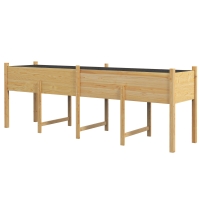 Outsunny Wooden Raised Garden Bed, Large Elevated Planter Box with Legs, Bed Liner and Drain Holes, 7.4' x 1.8' x 2.6', Natural