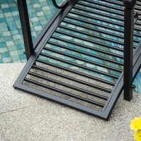 Outsunny Garden Bridge 3.3FT, Decorative Classic Backyard Pond Bridge with Safety Railings Black(m-10)