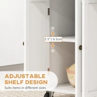 HOMCOM Modern Rolling Kitchen Island Cart with Spice Rack, Distressed White(m-6)