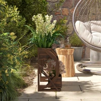 Outsunny Wooden Wagon Planter Box, 2-Tier Raised Garden Bed, for Vegetables Flowers Herbs, 22" x 13" x 22"(m-8)