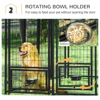 PawHut Outdoor Dog Kennel with Rotating Bowl Holders, Pet Playpen with Waterproof Cover, 8' x 4' x 6', Red(m-5)