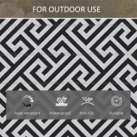 Outsunny Reversible Outdoor RV Rug, Patio Floor Mat, 4' x 6' Plastic Straw Rug for Backyard, Deck, Beach, Camping, Black & White(m-5)