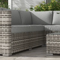 Outsunny 4 Pieces Rattan Wicker Outdoor Conversation Furniture Set w/ Corner Sofa Loveseats Coffee Table Cushions, Mixed Grey(m-9)