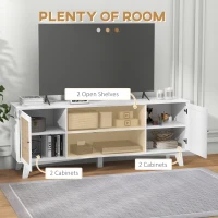 HOMCOM TV Stand Cabinet for 65-Inch, TV Table with 2 Rattan Doors, Television Stand with Adjustable Shelves and Cable Holes(m-4)