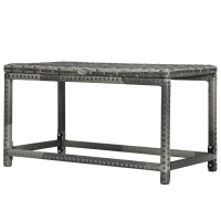 Outsunny Patio Rattan End Table, Outdoor Side Table with Full Woven Table Top for Garden, Balcony, Mixed Grey(m-2)
