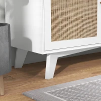 HOMCOM TV Stand Cabinet for 65-Inch, TV Table with 2 Rattan Doors, Television Stand with Adjustable Shelves and Cable Holes(m-9)