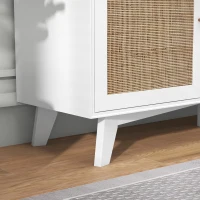 HOMCOM TV Stand Cabinet for 65-Inch, TV Table with 2 Rattan Doors, Television Stand with Adjustable Shelves, 4 Open Shelves(m-9)