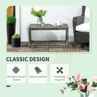 Outsunny Patio Rattan End Table, Outdoor Side Table with Full Woven Table Top for Garden, Balcony, Mixed Grey(m-4)