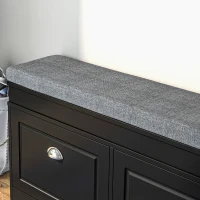 HOMCOM Modern Shoe Storage Bench, Entry Way Bench with Cushion, 2 Drawers, Storage Ottoman Bench, Holds 8 Pairs, Black(m-9)