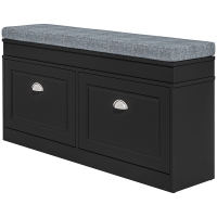 HOMCOM Modern Shoe Storage Bench, Entry Way Bench with Cushion, 2 Drawers, Storage Ottoman Bench, Holds 8 Pairs, Black