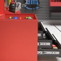 DURHAND 3 Drawer Tool Chest with Metal Latch Closure, Portable Tool Box for Garage, Household and Warehouse, Red(m-9)