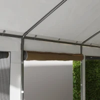 Outsunny 10' x 20' Carport, Heavy Duty Portable Garage, Height Adjustable, with 4 Mesh Windows and 4 Doors, Beige(m-8)