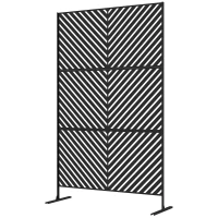 Outsunny 6.5FT Decorative Outdoor Divider, Metal Privacy Screen with Stand, Triangle Style, Black(m-2)
