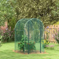 Outsunny Galvanized Steel Crop Cage, Plant Protection Tent with Zippered Door, 4' x 4', Green(m-2)