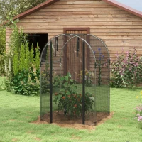 Outsunny Galvanized Steel Crop Cage, Plant Protection Tent with Zippered Door, 4' x 4', Black(m-8)