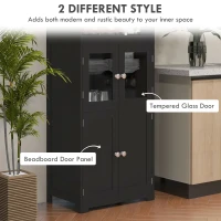 HOMCOM 63" Small Buffet with Hutch, 4-Door Kitchen Pantry Storage Cabinet with Adjustable Shelf for Dining Room, Black(m-5)