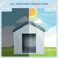 PawHut Water Resistant Dog House, Durable Plastic Puppy Shelter, Ideal for Indoor & Outdoor Use, Blue(m-3)